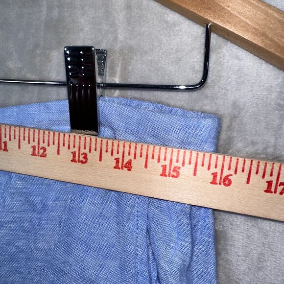 C&C California Maxi Skirt Large Blue Linen Blend Button Front Boho Coastal - Picture 8 of 9